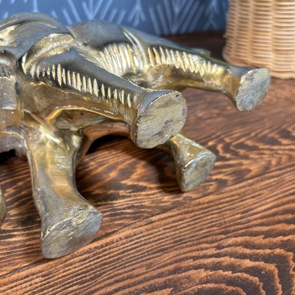 Vintage Brass Elephant Figurine Solid Heavy Sculpture - Picture 11 of 17